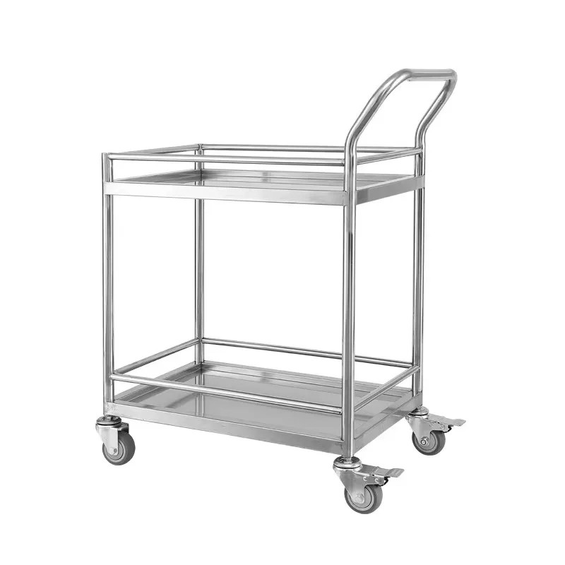 304 Hospital Laboratory Stainless Steel Handcart Beauty Salon Dressing Cart Double-layer Capacity Processing Customizable