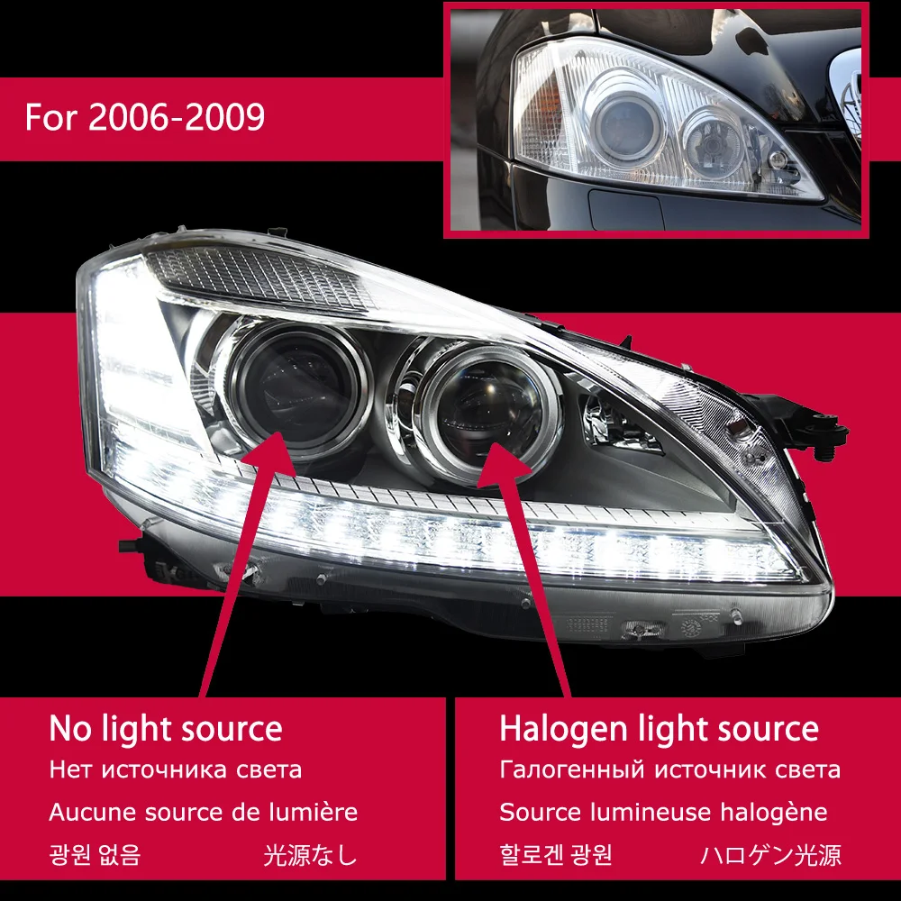 ベンツw221 LED車のヘッドライト,プロジェクターレンズ付きヘッド