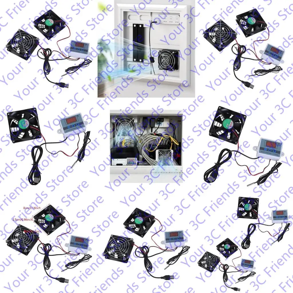 

Versatile USB Cabinet Cooling Fan with Temperature Control for Home Theater Plant House MultiSpeed Controller Fan