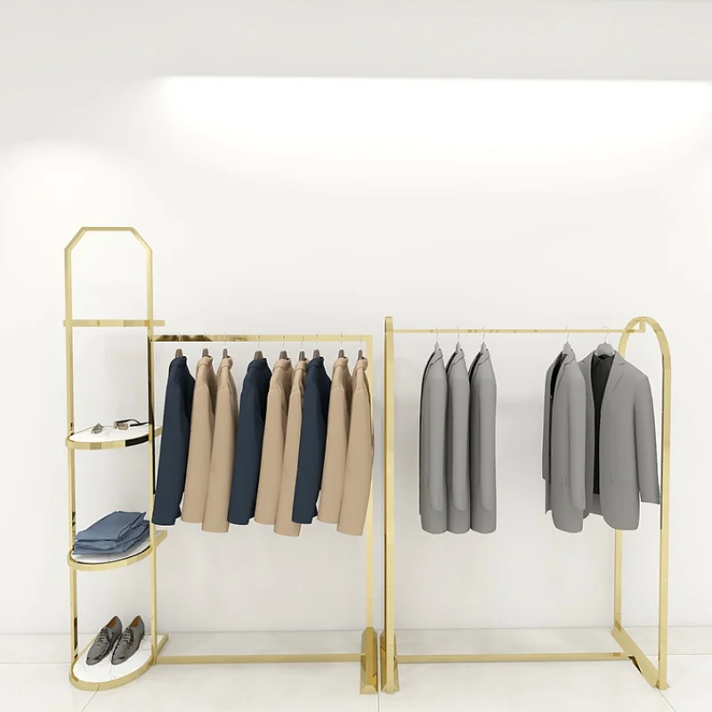 Custom, Nordic Gold Clothes Hanging Rack Clothing Display Stand Retail Store Boutique Fixture Custom Design