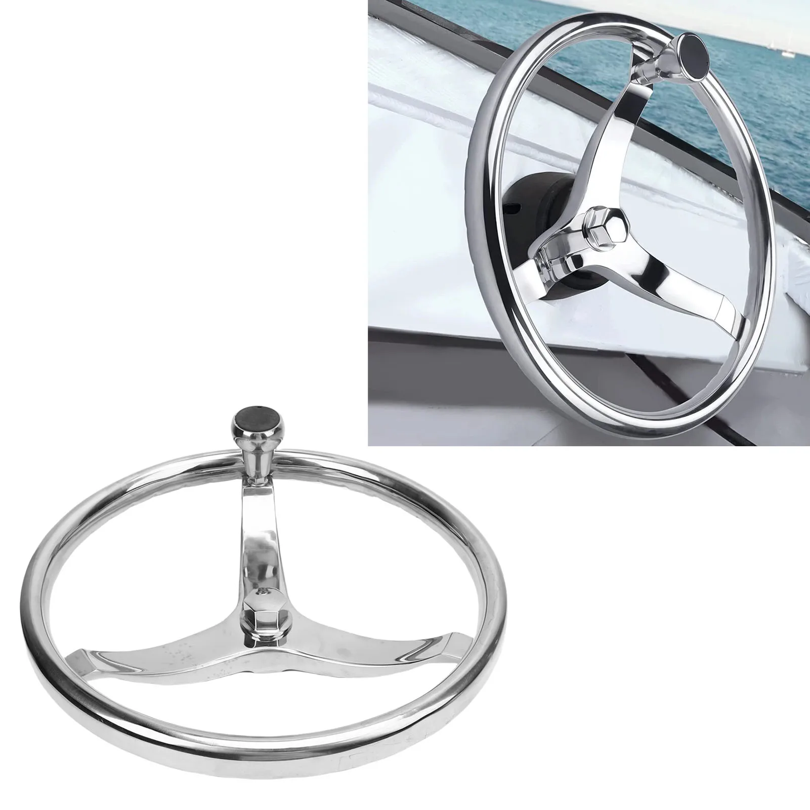 

Руль для лодки, 3-спицевый, диаметр 13-1/2 дюйма. Морской руль-кормило, морские аксессуары для стандартных рулей с коническим валом 3/4 дюйма