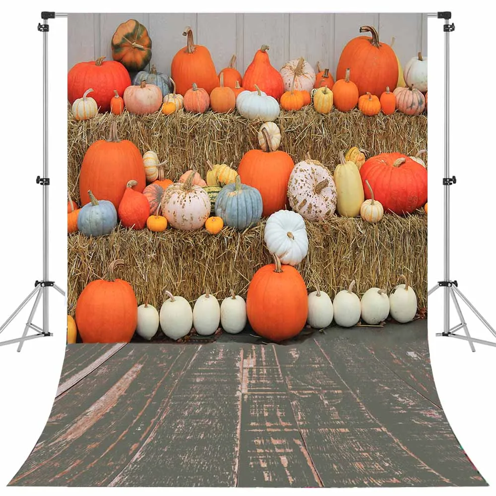 

Bonvvie Thanksgiving Day Photography Backdrop Autumn Harvest Pumpkin Barn Hay Kid Portrait Background Photo Studio Photophone