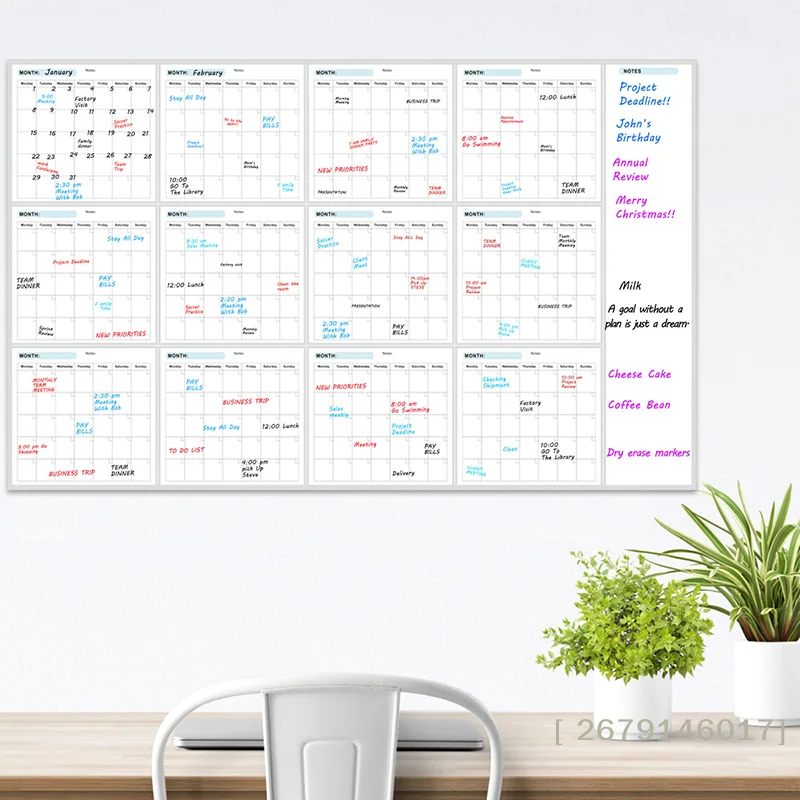 

【YY26】Extra Large Undated Erasable Erasable Whiteboard Annual Planner 35x58 Inches For Home School And Office