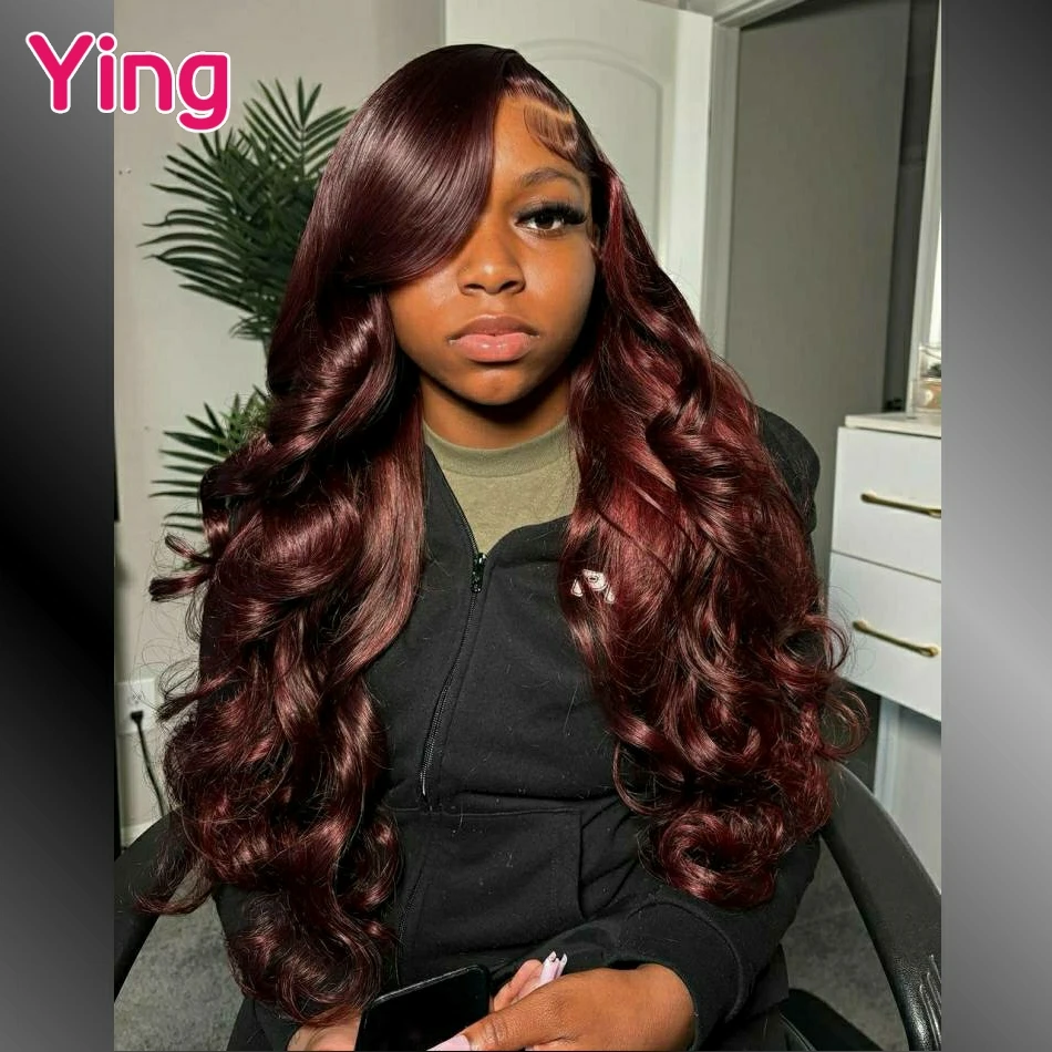 בורדו כהה צבע מוכן ללכת גוף גל 13 x4 13 x6 תחרה חזיתית פאות שיער אדם prepuivian 200% 6x4 פאות סגירת תחרה