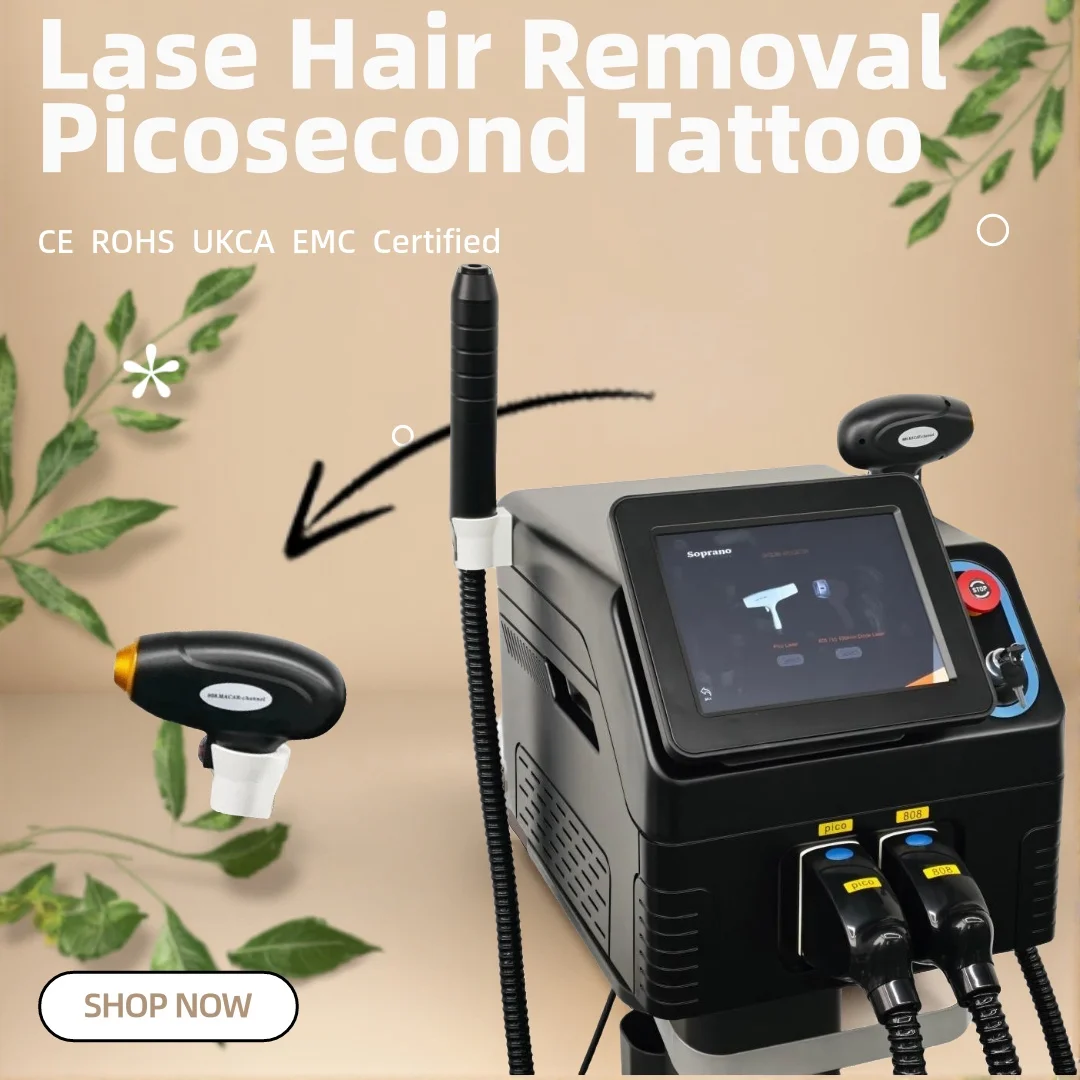 Professional Pico Laser Hair Removal Machine Pulse Lase Epilator Permanent Depilator Skin Beauty Device Salon Home 110V 220V