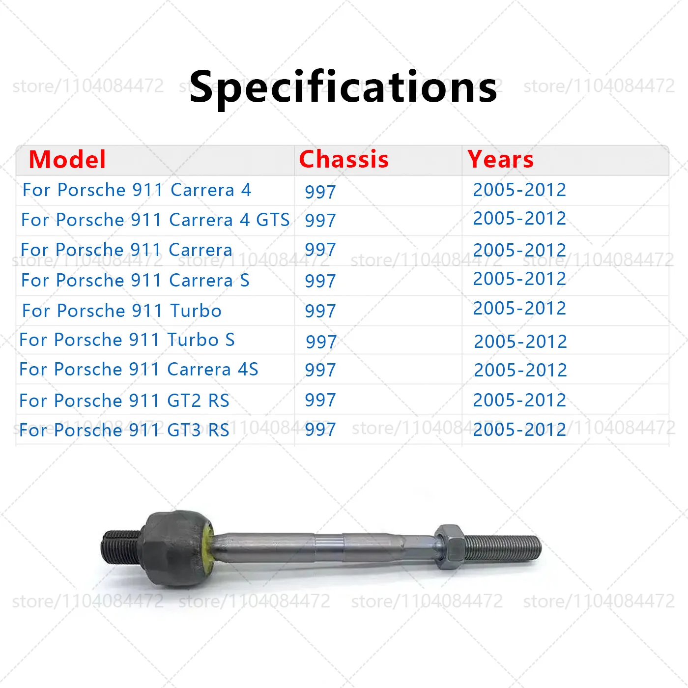 For Porsche 2005-2012 911 Carrera 997.1 997.2 Front Axle Inner Steering Tie Rod Ends Ball Joint OEM 99734732201