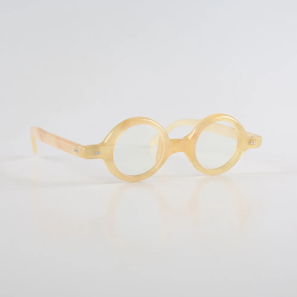 

Eyeglass Frames Vintage Round Unique Handmade Honey Horn Prescription Reading Man Women Glasses Frames Optical Lenses Eyeglasses