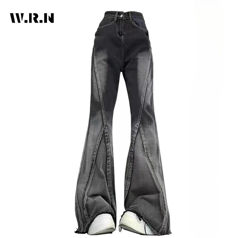 2024 Autumn Women's Casual Style Harajuku Jeans Vintage High Waist Loose Black Pants Female Baggy Y2K Wide Leg Denim Trouser