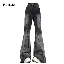 2024 Jesienne jeansy damskie Harajuku w stylu casual Vintage High Waist Loose Black Pants Female Baggy Y2K Wide Leg Denim Trouser