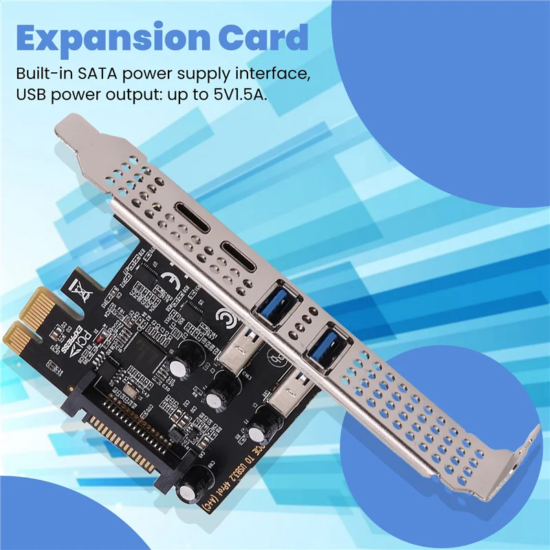 Карта расширения Exquisite-PCI Карта PCIE 4-портовая (тип C + A) Карта расширения USB 3.2 Высокоскоростной концентратор 5 Гбит/с без драйверов для настольных компьютеров