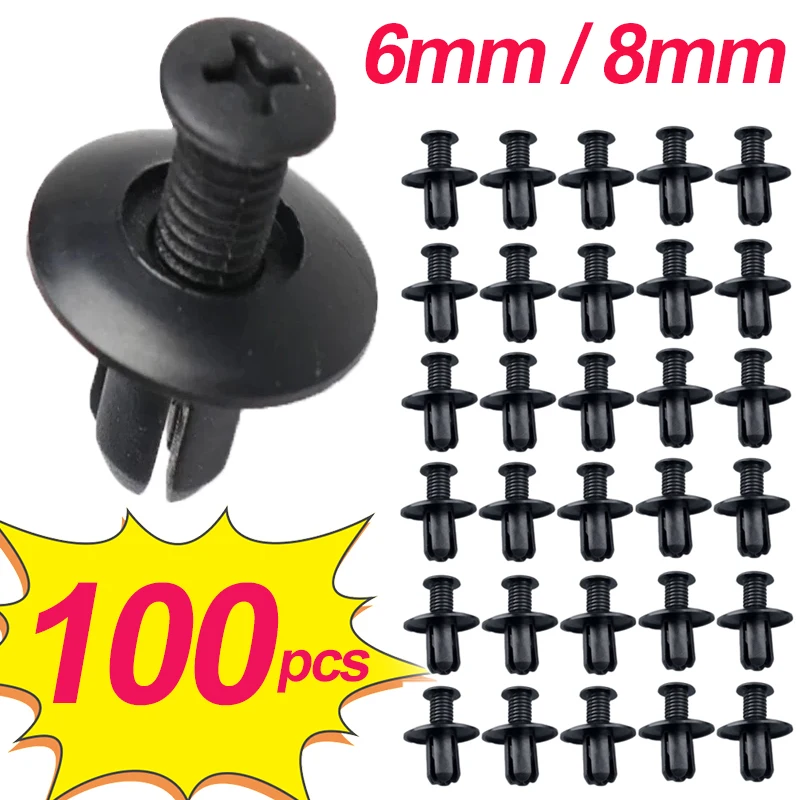 Car Plastic Rivets 8mm/6mm Hole Car Fasteners Bumper Fender Screws Clips Auto Push Pin Clip Accessories for Vehicle Repair Rivet