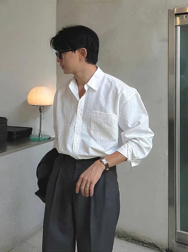 

American Style Pure Color Cotton Linen Men's Shirt Thin Breathable Loose Long Sleeve Sun Protection Open Cardigan Casual Work...