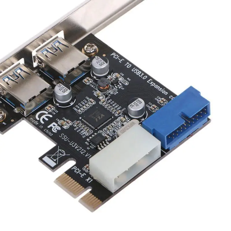 652F PCI for Express to Dual 19Pin USB3.0 Card PCI-e to Internal 20Pin Male Ports Ada