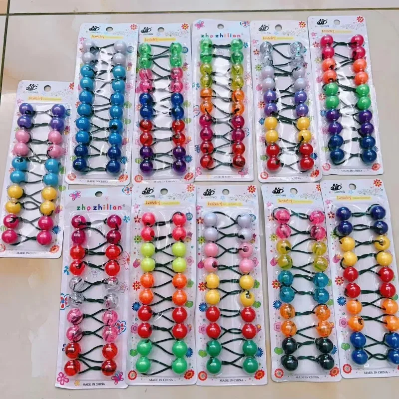 20pcs Elastic Ponytail Beads Knocker Ball Hair Ties Kids Hair Balls for Toddler Girls Bobbles with Balls Without Paper Card