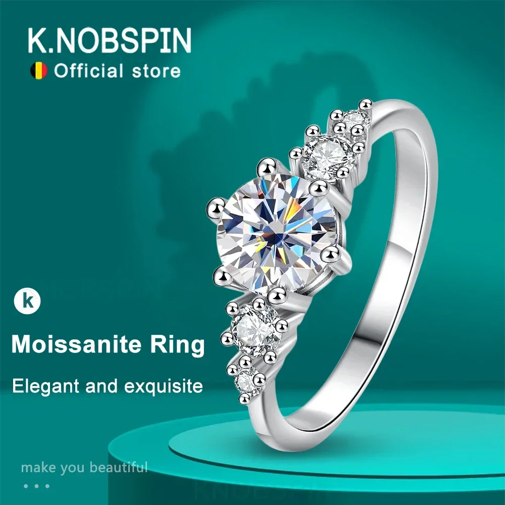 New 1CT D Color Moissanite Rings for Women Sparkling Diamond Engagement Wedding jewelry with GRA 925 Sliver Plated 18k Ring