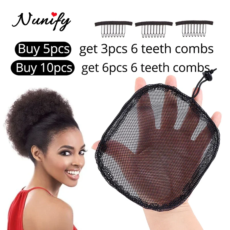 

Nunify 1-5Pcs/Lot High Quality Hair Net For Make Ponytail Beautiful Woman Hair Tool Ponytail Afro Bun Wig Caps Hairnets
