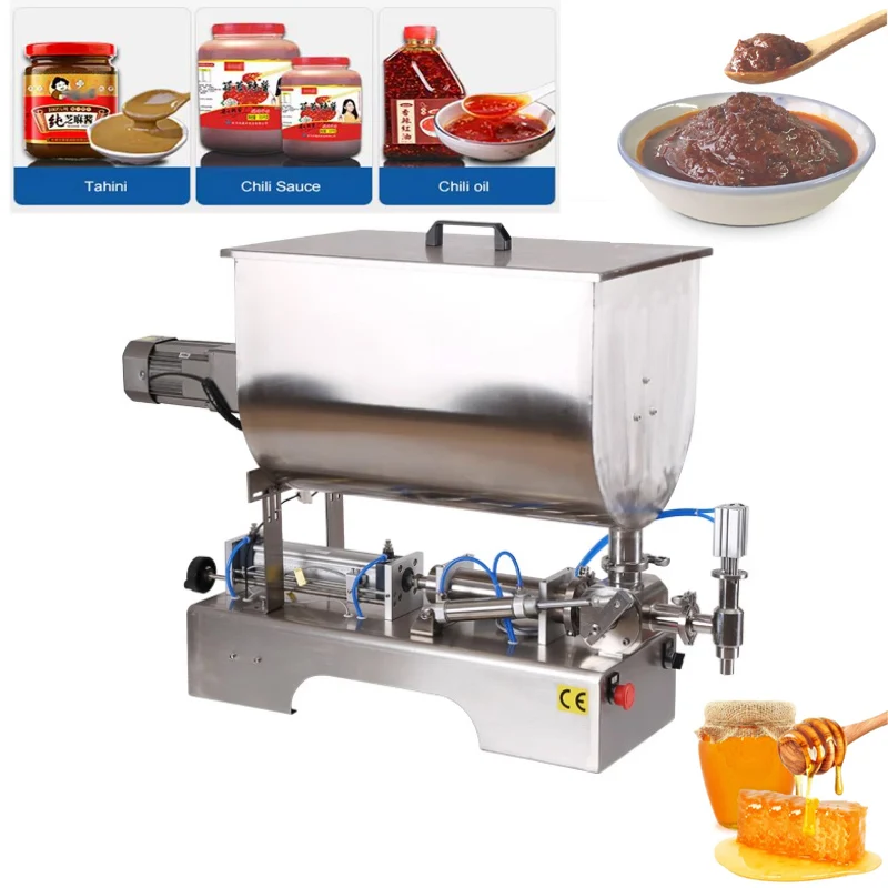 

Bean Paste Filling Machine Automatic pneumatic Stirring Mix Cream Shampoo Cosmetic Toothpaste Food Sause Colloid Filler 5-1000ml