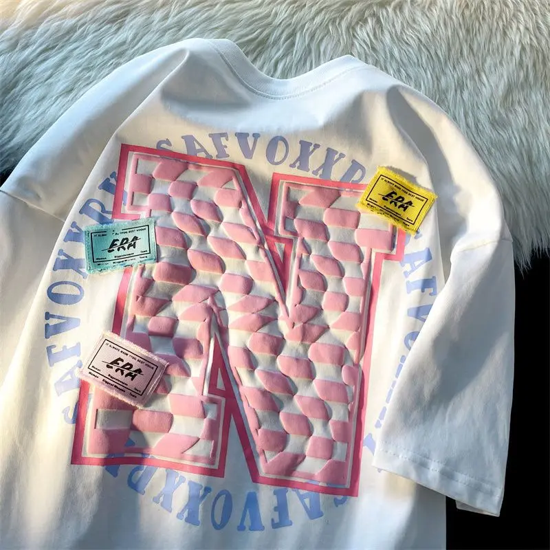 

Summer Loose Cotton O-neck Tops Ladies Casual Pullovers Women's Clothing 2024 New Straight Two Piece Set Printing T-Shirts