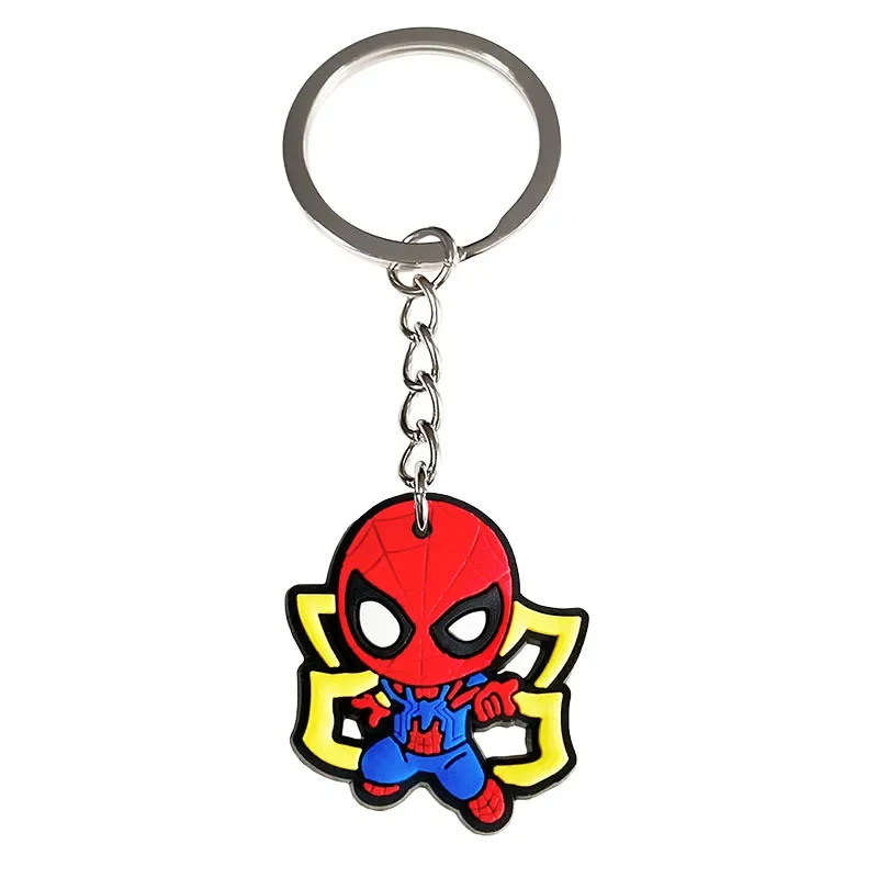 New SpiderMan Keychain Silicone Funny Keyring Bag Pendant Couple Car Keyholder Creative Bag Charm Accessories Gift