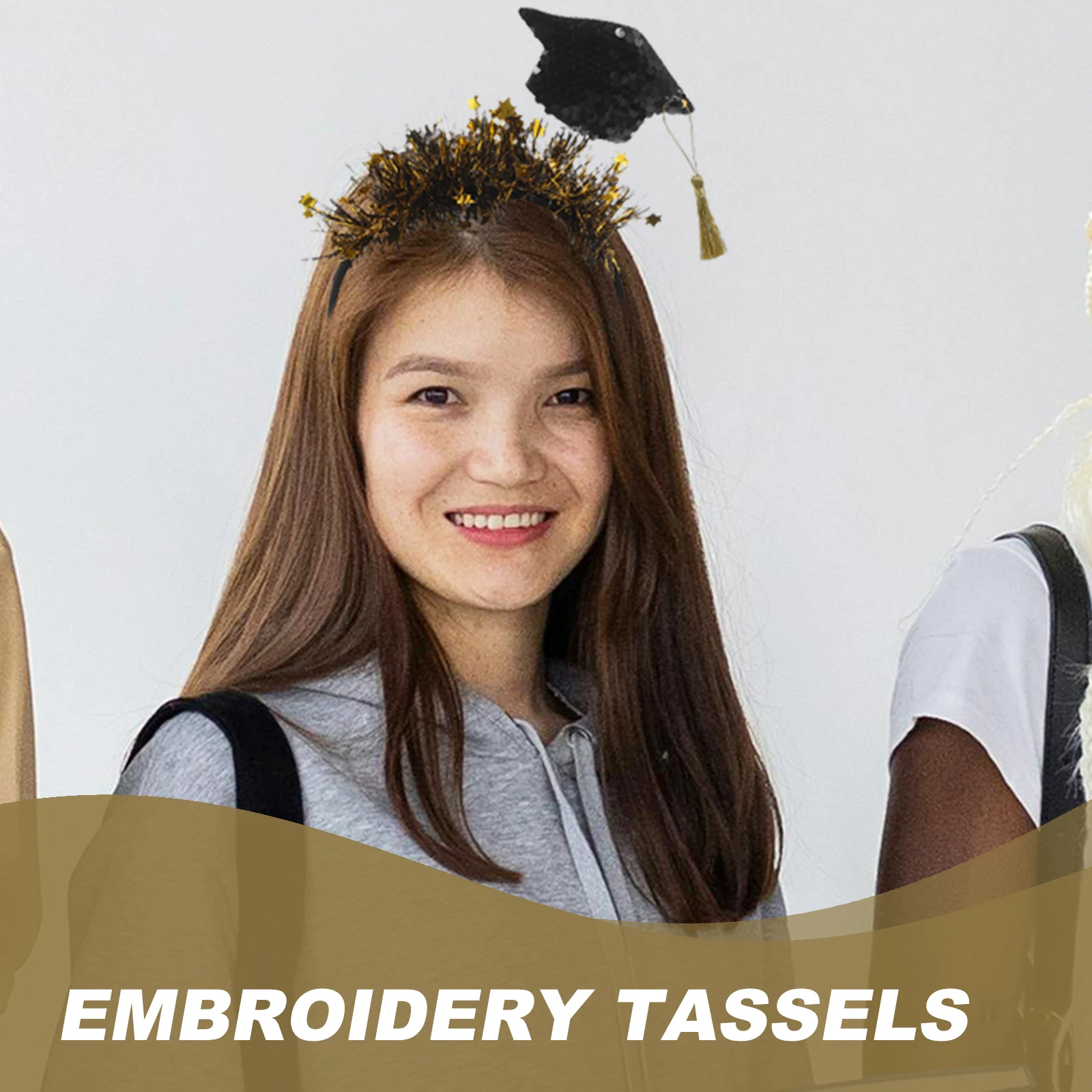 

Doctor Hat Headband Black Gold Tassels Graduation Party Supplies Wedding Costume Adults Headbands Stylish Elegant Look