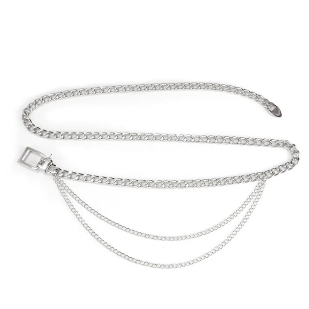 Neue Mehrschichtige Metall-Ketten-Gürtel für Punk-Kleider und Jeans, Gold-Silber Taillenkette als Kleideraccessoire – Detail 8