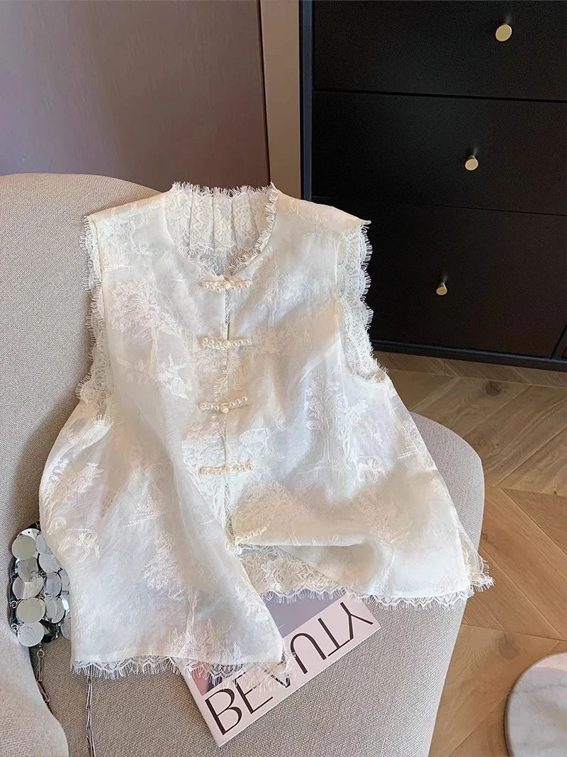 

Новый китайский жилет на пуговицах в национальном стиле, женский летний жилет в стиле ретро с тяжелой вышивкой, верхняя одежда