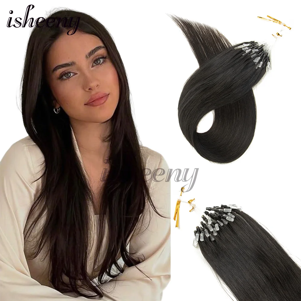 

Isheeny Micro Loop Наращивание человеческих волос Легкая установка дома Прямые модные прямые человеческие волосы для женщин 12-24 дюймов