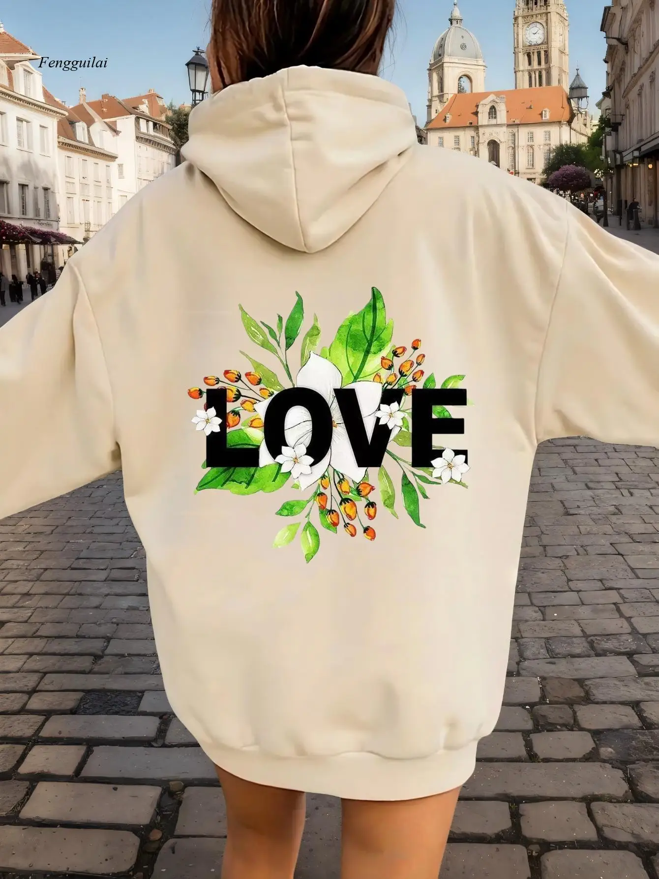 Sweat-shirt à capuche imprimé Dopamine, mode décontractée, automne et hiver |   Confortable à manches longues