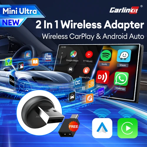 Mini Ultra 3 CarlinKit inalámbrico Android Auto y adaptador CarPlay 2,4 Ghz y 5Ghz WiFi BLE conexión automática actualización OTA Mini caja de coche inteligente