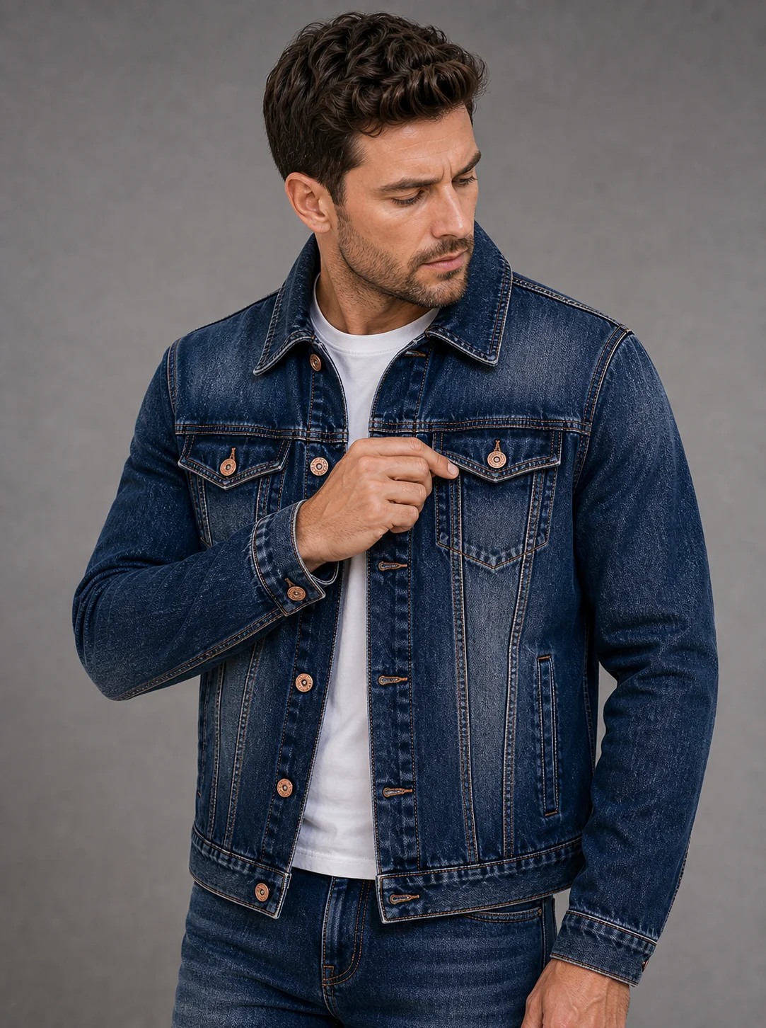 Two Piece Set/single Piece Spring Autumn Jackets Jeans Tracksuit Trendy Vintage Loose Washed Old Jeans Set Male Street Outerwear