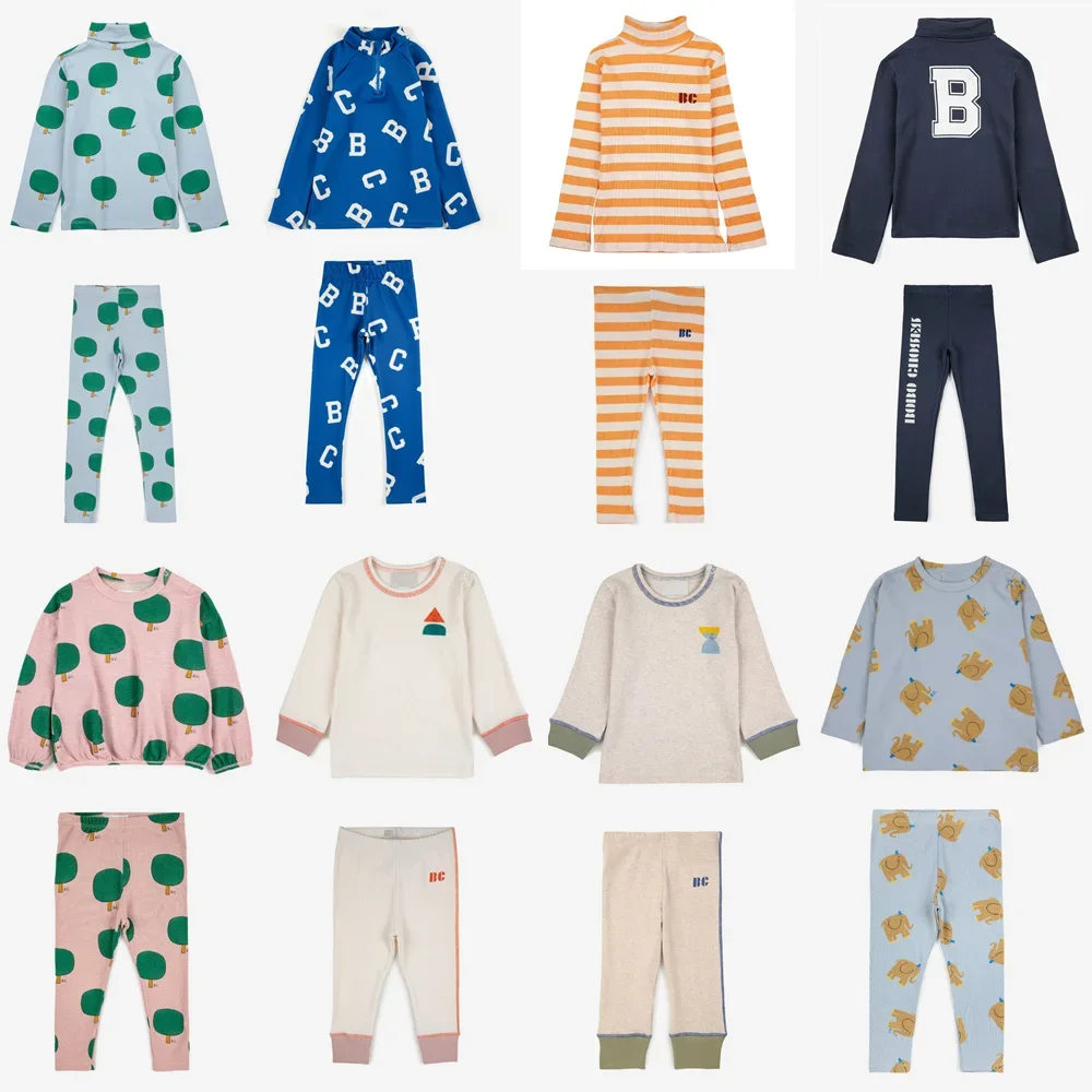 2024 Autumn BC Kids long Sleeve T-shirts and Legging Set Brand Winter Girl Boy Homewear Set Printed Children Tee Pant Suit