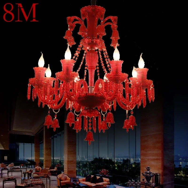 

8M Luxurious Style Crystal Pendant Lamp European Candle Lamp Art Living Room Restaurant Bedroom Villa Chandelier