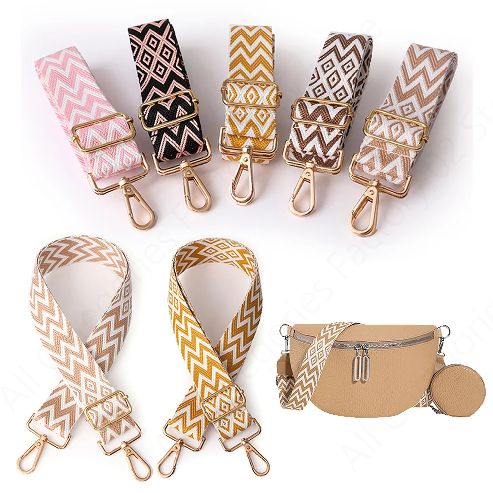 Nylon Crossbody Bag Strap Adjustable Women Wide Belt Strap Soft Shoulder Strap Metal Buckle Replacement Strap Chain Bag Strap