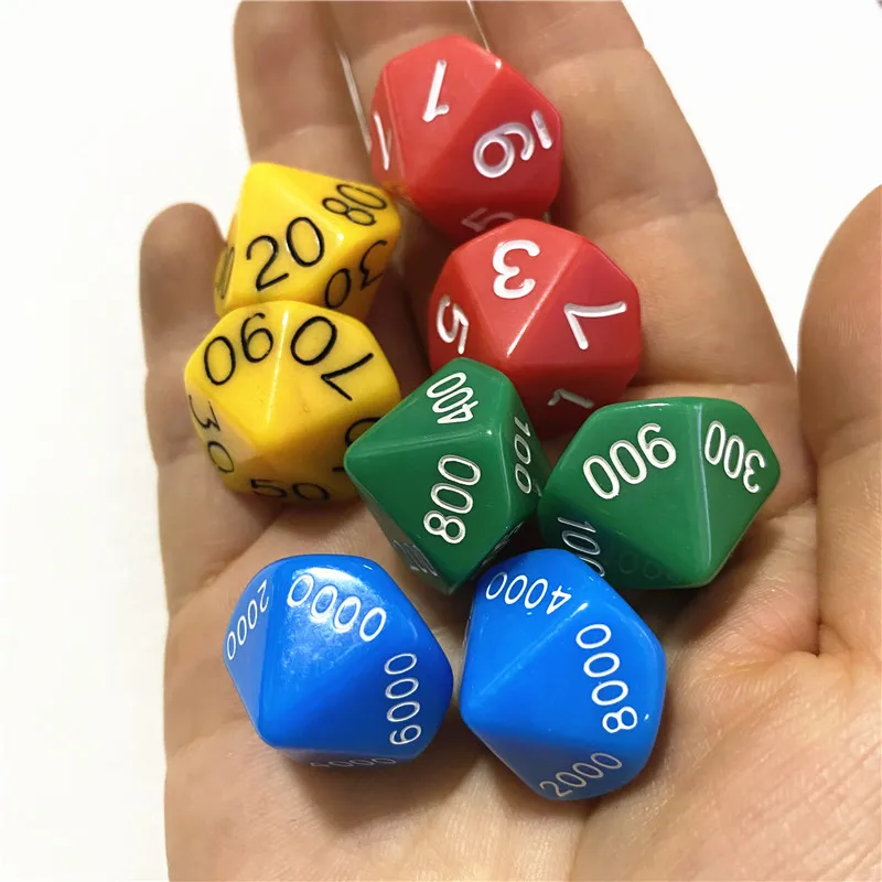 Jeu de dés à 10 faces D10, 8 pièces/ensemble, pour jeux de société