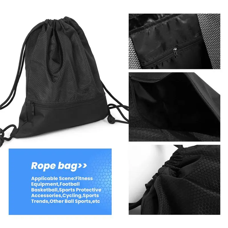 Outdoor Women Men Nylon Black Ultralight Backpack Football Basketball Bag String Drawstring Hunting Hiking Gym Sport Bags Multi-