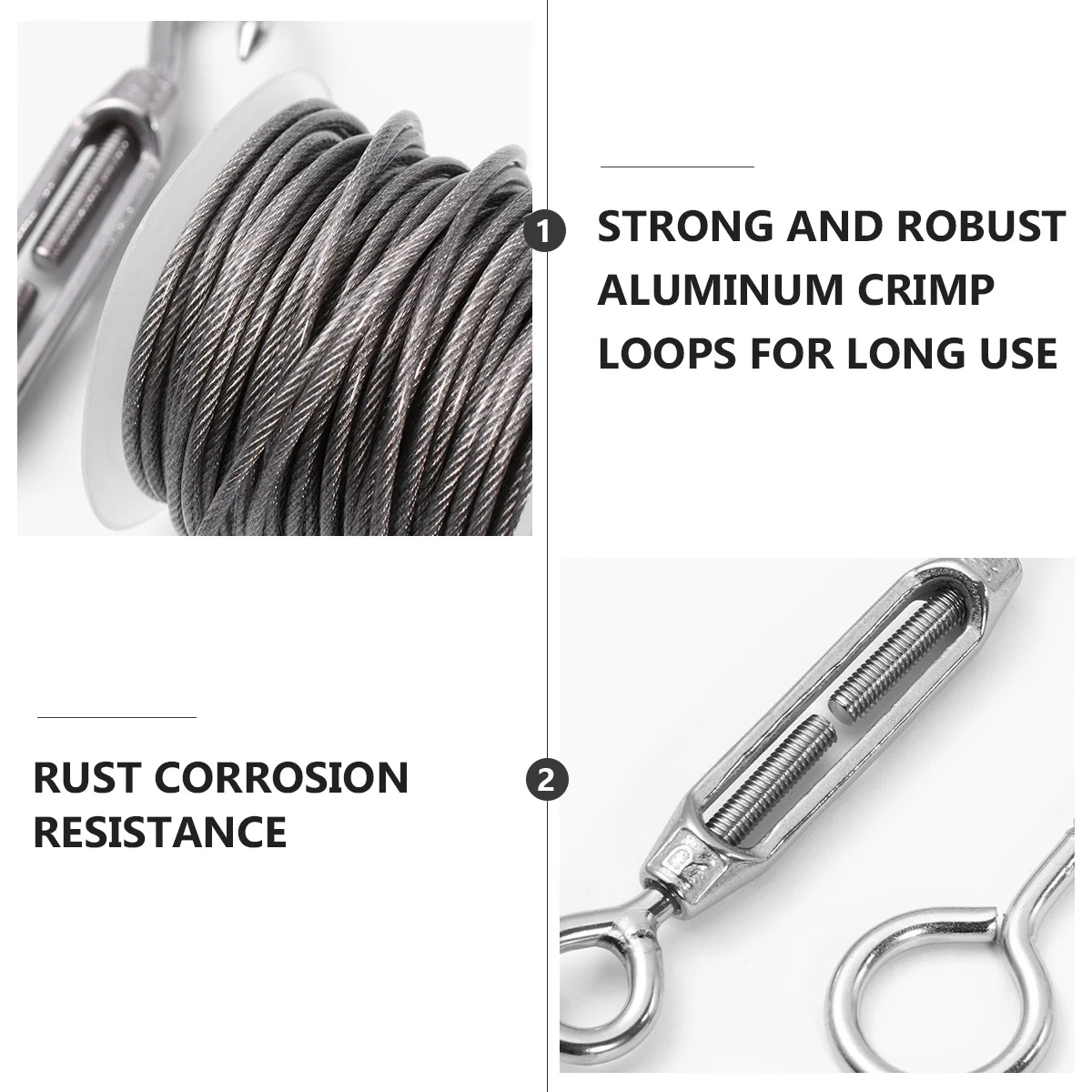 

19pcs Stainless Steel Wire Rope Kit 15M Nylon Coated Adjustable Turnbuckle Tensioner Aluminum Crimp Loops Deck Railing Light
