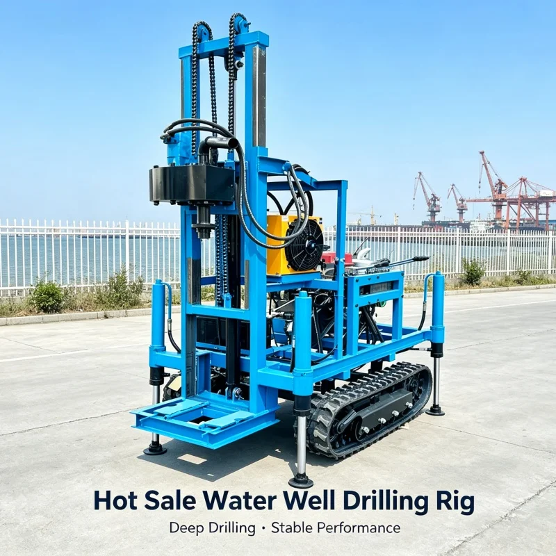Customized 22‑25 HP Diesel Hydraulic Crawler Water Well Drilling Rig, Small Crawler Drilling Equipment with Mud Pump