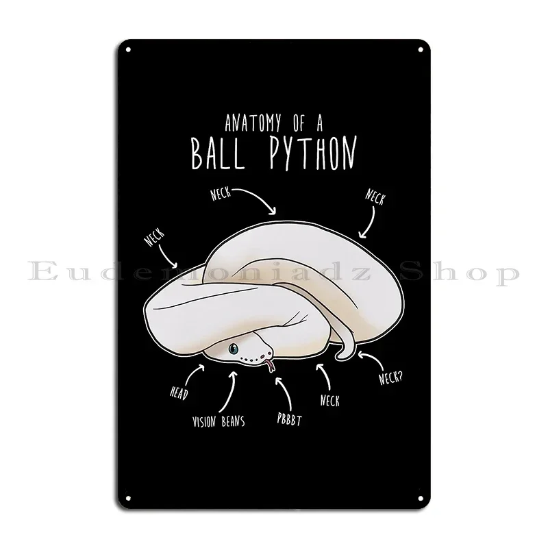 Leucistic Ball Python Anatomy Metal Plaque Poster Designing Club Printing Cinema Create Tin Sign Poster