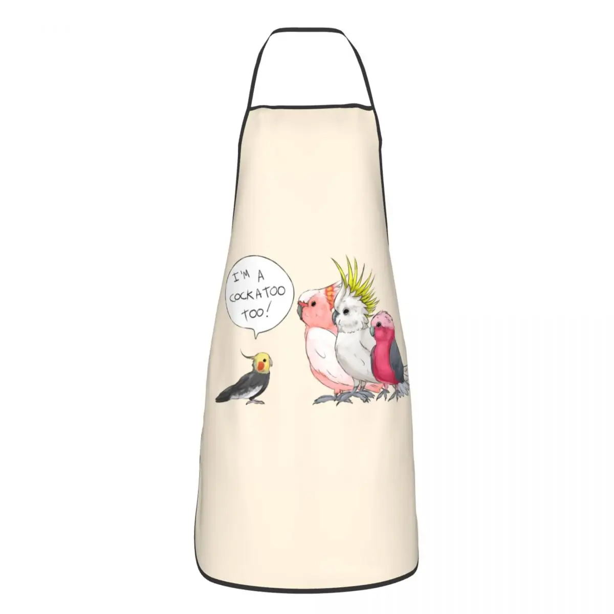 Unisex Funny Cockatoo Cockatiel Bib Apron Adult Women Men Chef Tablier Cuisine for Cooking Kitchen Parrot Birds Painting