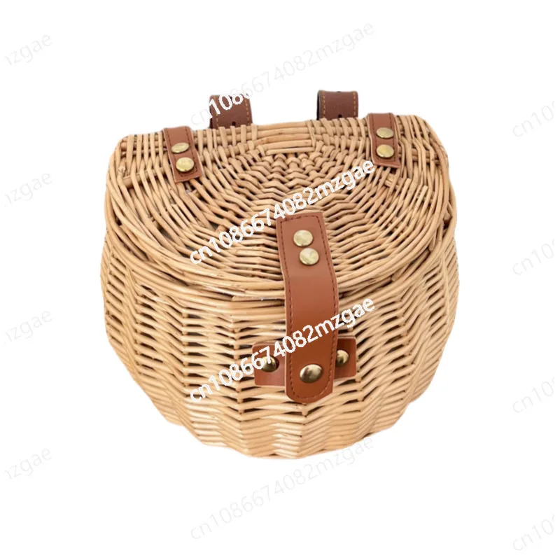 

Плетеная корзина из ротанга в ретро-стиле для детского велосипеда, коробка для хранения с крышкой, корзина для овощей, передняя коробка на руль
