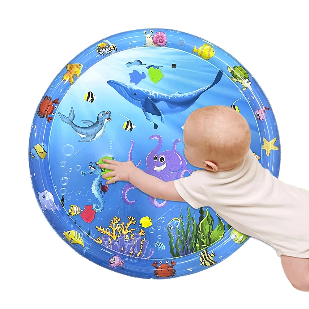 เบาะน้ำเป่าลมทรงกลมขนาด 100 ซม. ลายการ์ตูนดำน้ำในมหาสมุทร เหมาะสำหรับเป็นของเล่นเสริมพัฒนาการเด็ก ของขวัญที่สมบูรณ์แบบ