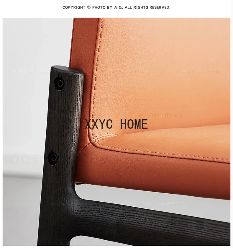 Кожаный обеденный стул из цельного дерева, современное минималистское кресло, мягкая сумка из белого воска, кофейный стул, стул для столовой