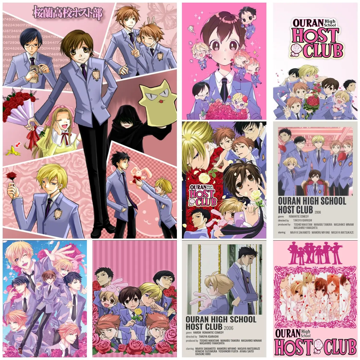 

ouran high school host club Anime Video Game Canvas Art Poster and Wall Art Picture Print Modern Family bedroom Decor Posters