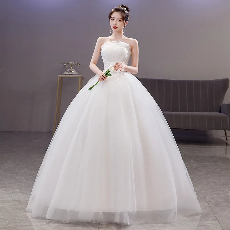 Vestido De Novia personalizado, nuevos vestidos De baile De talla grande sin tirantes, vestidos De Novia con cordones para mujer, Vestido De Novia