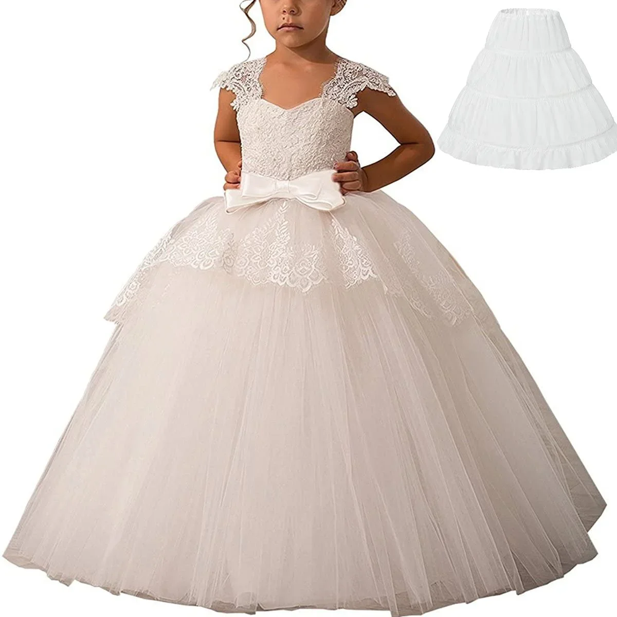 Enchanting Girls' 3 Hoops Petticoat Skirt Flower Girl Crinoline