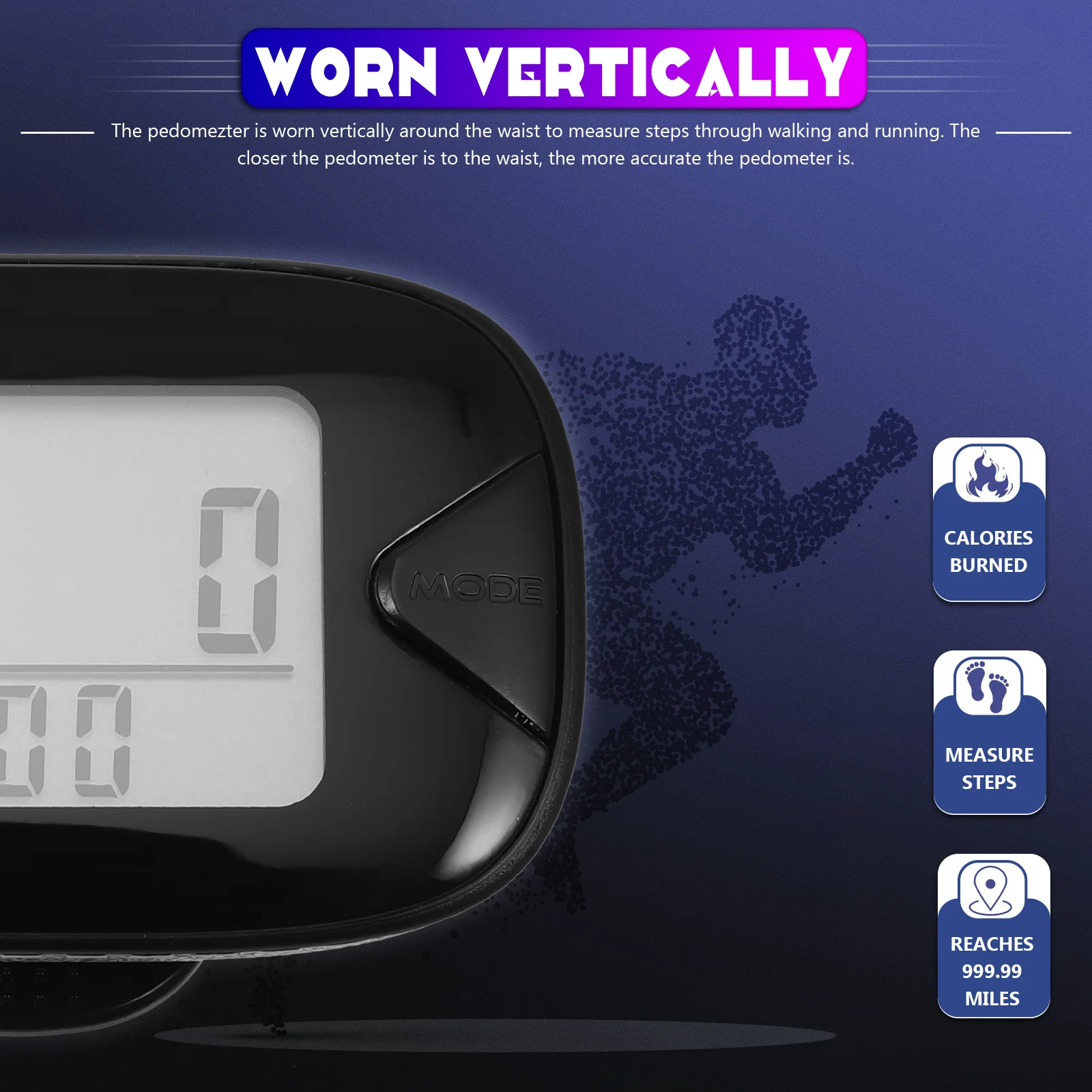 1Set Schrittzähler Digitaler Laufschrittzähler Leichter Clip Großes Display für Fitness Walking Jogging Sportzubehör