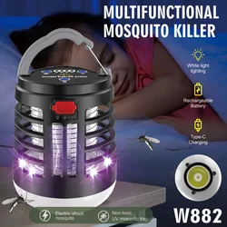 Pendurado uv led mosquito assassino lâmpada choque elétrico repelente de insetos luz usb portátil ao ar livre à prova dwaterproof água caminhadas acampamento lanterna