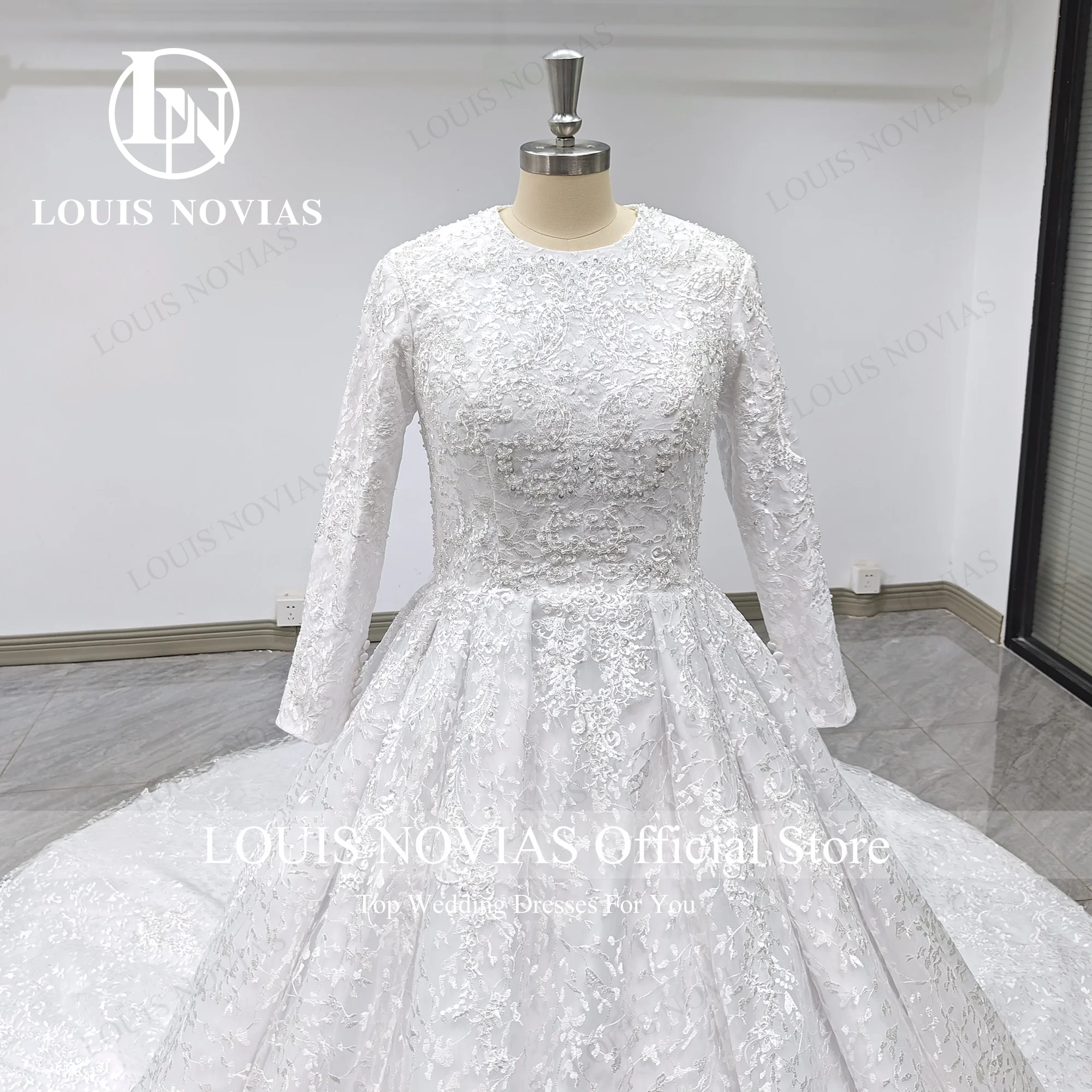 LOUIS NOVIAS-vestido De Novia con lentejuelas para mujer, fotos reales, tren De la capilla, 2023