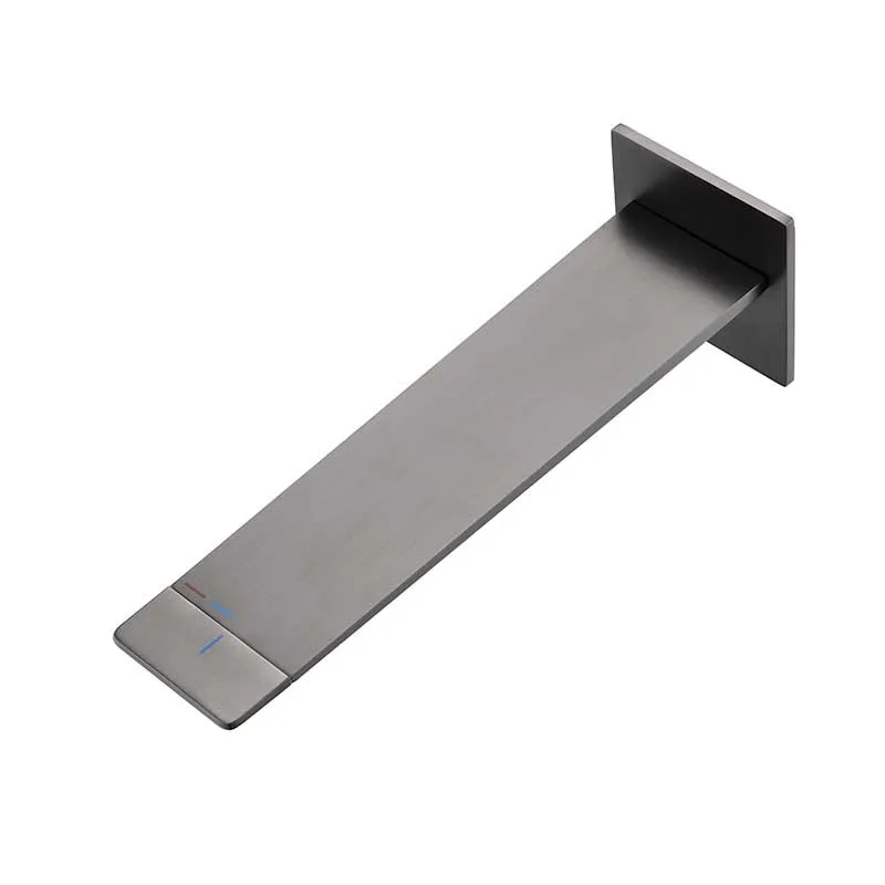 

All-copper wall-type hot and cold mixed water wall, row gray faucet, simple white concealed basin