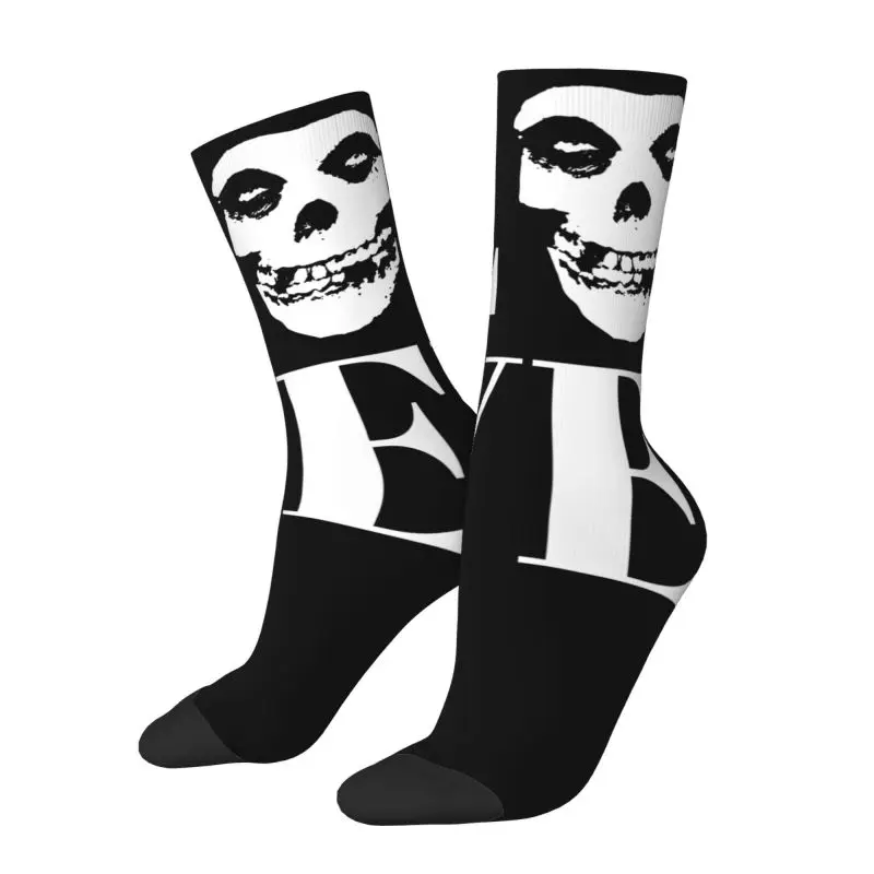 Custom Cool Mens Music Vintage Retro Love Misfits Dress Socks Unisex Warm Comfortable 3D Printed Heavy Metal Crew Socks